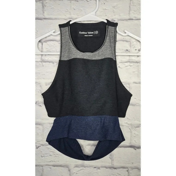 Outdoor Voices Tri-Tone Slashback Crop Tank Top sports bra XS. - Picture 3 of 8
